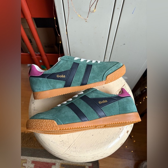 Gola Women's Elan Leather Sneaker Evergreen/Black/Fuchsia - Picture 4 of 16